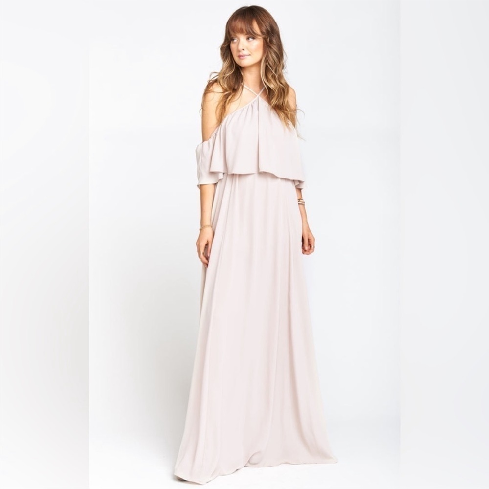 Show Me Your Mumu Rebecca Ruffle Maxi Dress in Show Me The Ring Crisp Small